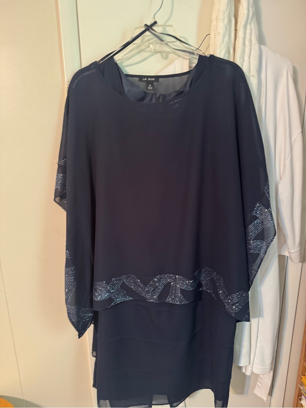 Le Bos Black Embellished Chiffon Tunic Dress